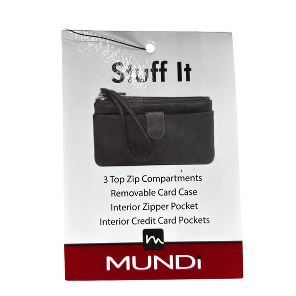 Mundi Stuff It Floral Wristlet Wallet With 3 Zip Compartments & Removable Card C - Picture 3 of 7